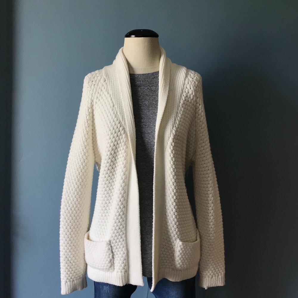 Knot Sisters Fringe Back Cream Heavy Sweater